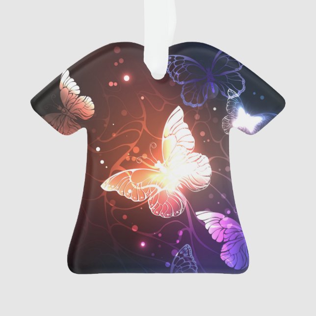 Glowing Night Butterflies Ornament (Front)
