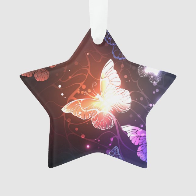Glowing Night Butterflies Ornament (Front)