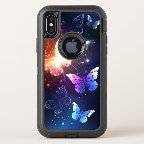 Glowing Night Butterflies OtterBox Defender iPhone X Case
