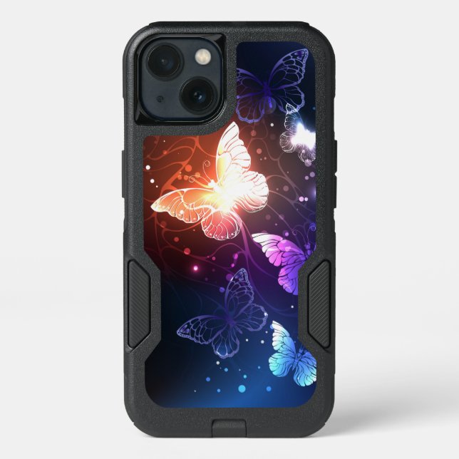 Glowing Night Butterflies Otterbox iPhone Case (Back)
