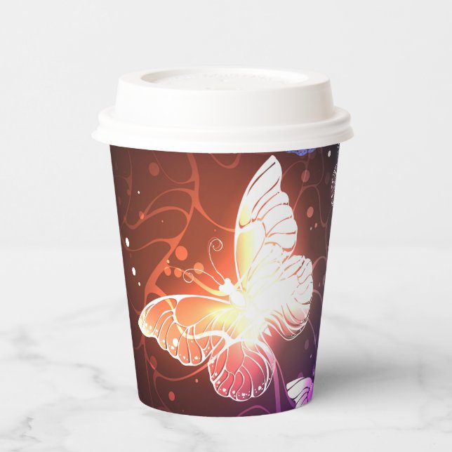 Glowing Night Butterflies Paper Cups (Left)