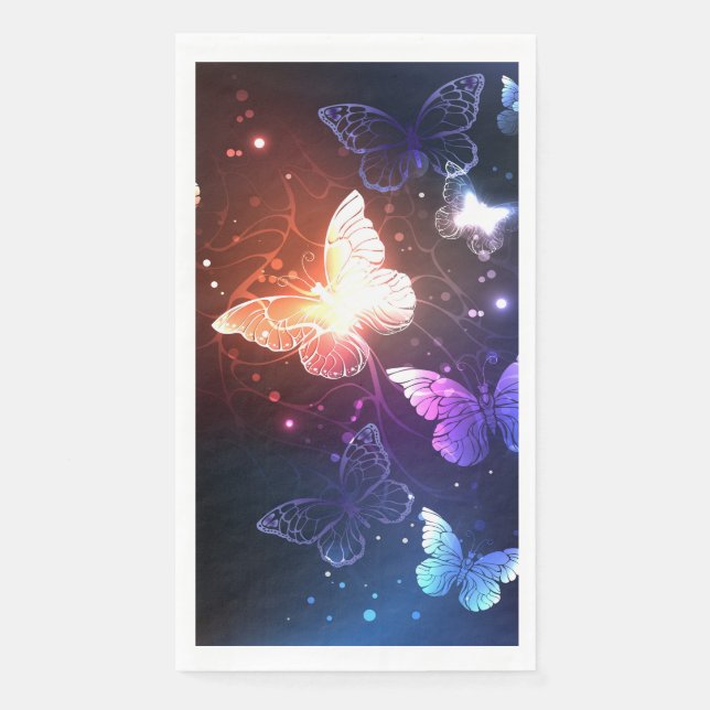 Glowing Night Butterflies Paper Guest Towels (Front)