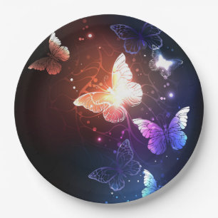 Glowing Night Butterflies Paper Plates