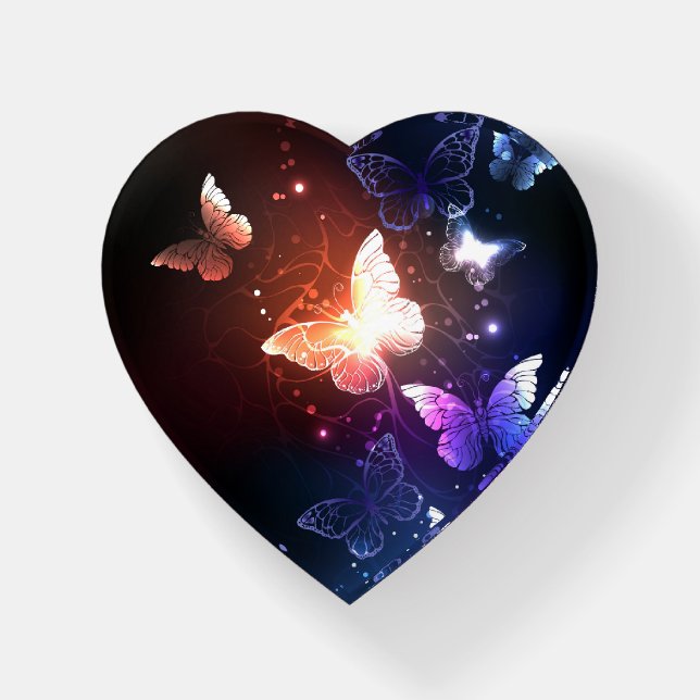 Glowing Night Butterflies Paperweight (Front)
