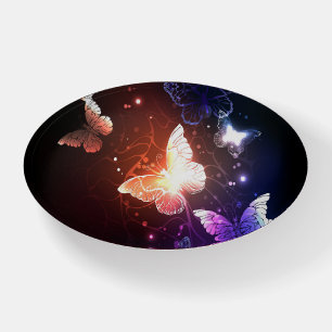 Glowing Night Butterflies Paperweight