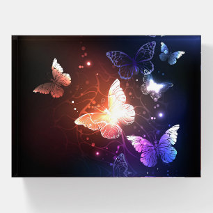 Glowing Night Butterflies Paperweight
