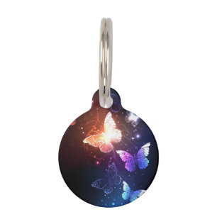 Glowing Night Butterflies Pet ID Tag