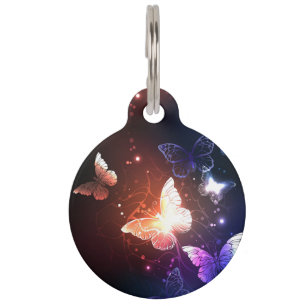 Glowing Night Butterflies Pet ID Tag