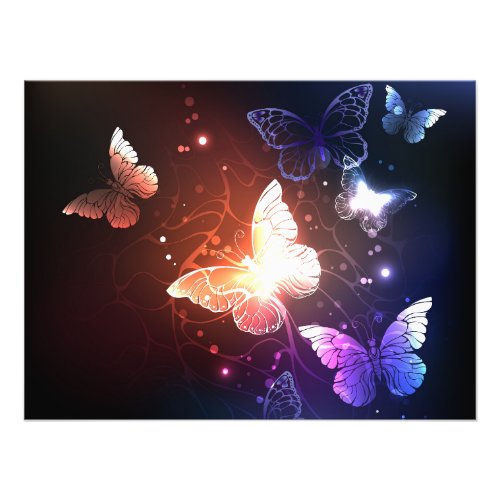 Glowing Night Butterflies Photo Print