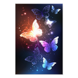 Glowing Night Butterflies Photo Print