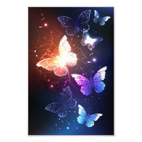 Glowing Night Butterflies Photo Print