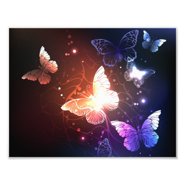 Glowing Night Butterflies Photo Print (Front)