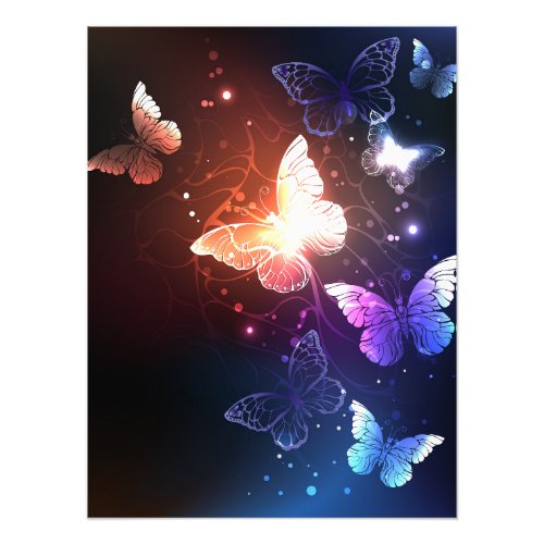 Glowing Night Butterflies Photo Print