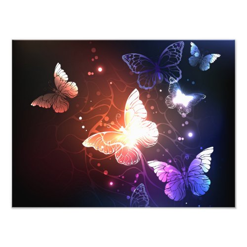 Glowing Night Butterflies Photo Print