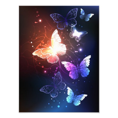 Glowing Night Butterflies Photo Print