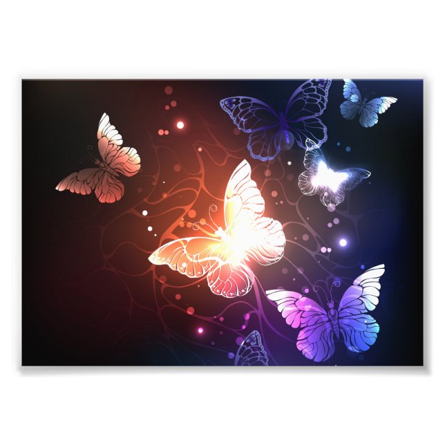 Glowing Night Butterflies Photo Print (Front)