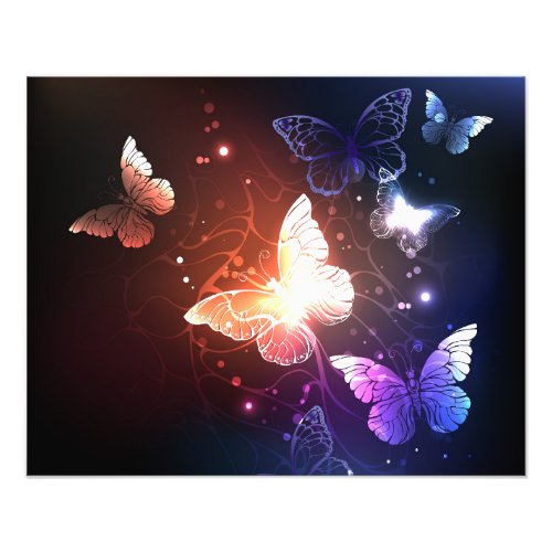 Glowing Night Butterflies Photo Print