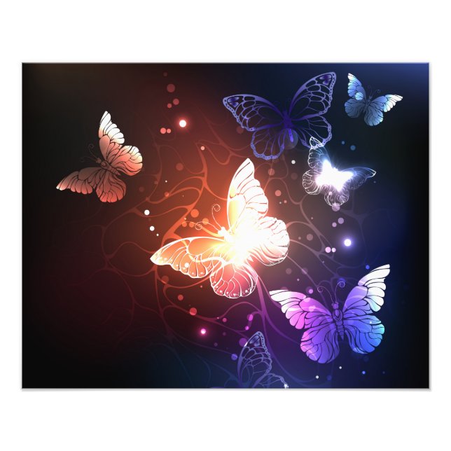 Glowing Night Butterflies Photo Print (Front)