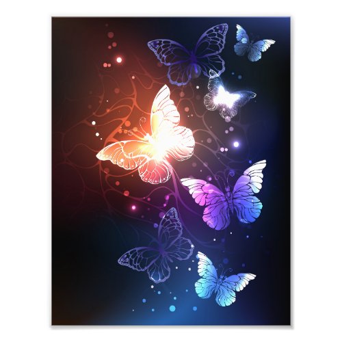 Glowing Night Butterflies Photo Print