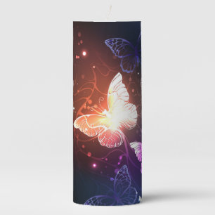 Glowing Night Butterflies Pillar Candle