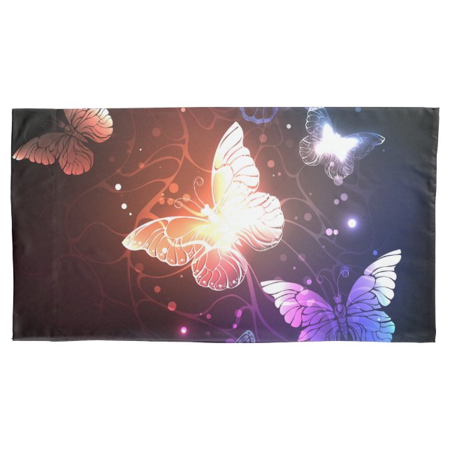 Glowing Night Butterflies Pillow Case (Front)
