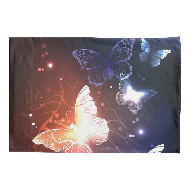 Glowing Night Butterflies Pillow Case (Back)