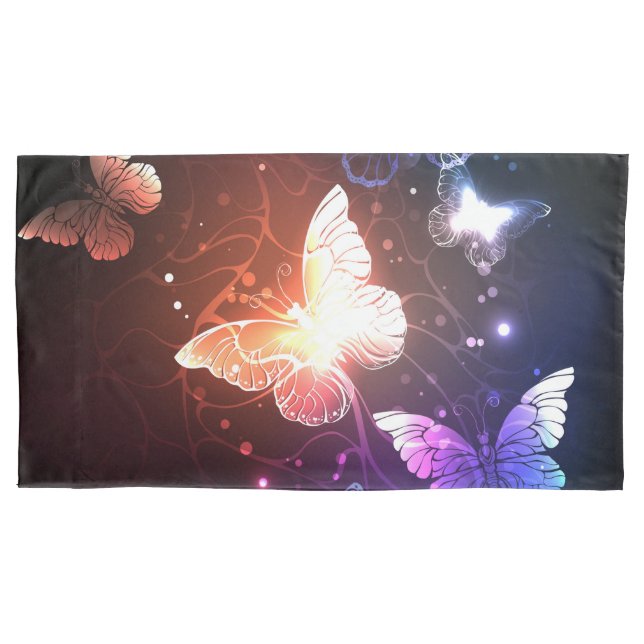 Glowing Night Butterflies Pillow Case (Front-Left)