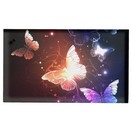 Glowing Night Butterflies Place Card Holder