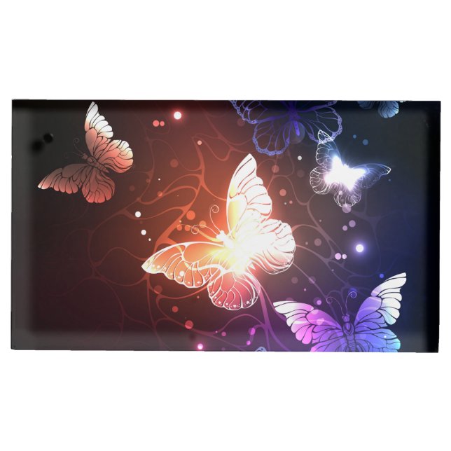 Glowing Night Butterflies Place Card Holder (Front)