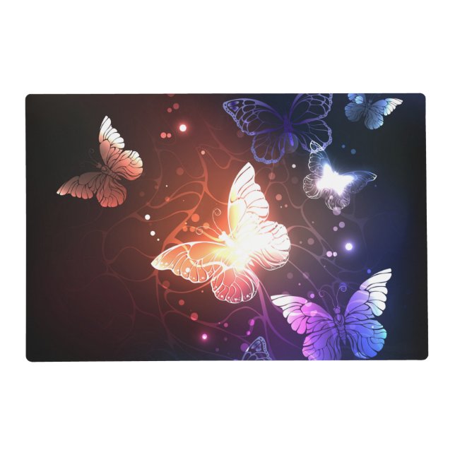 Glowing Night Butterflies Placemat (Front)