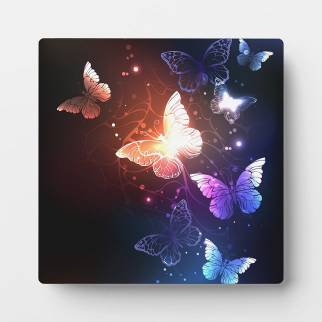 Glowing Night Butterflies Plaque (Front)