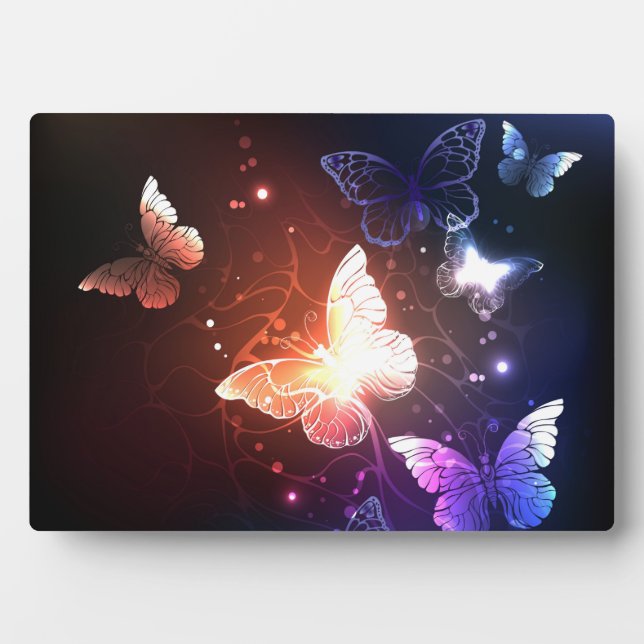 Glowing Night Butterflies Plaque (Front)