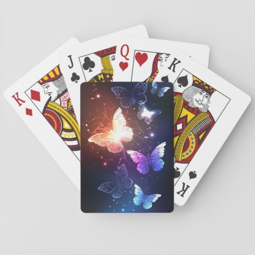 Glowing Night Butterflies Poker Cards