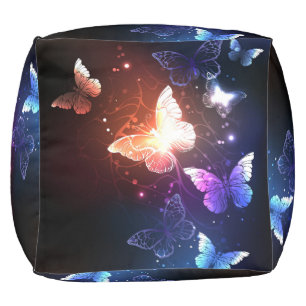 Glowing Night Butterflies Pouf