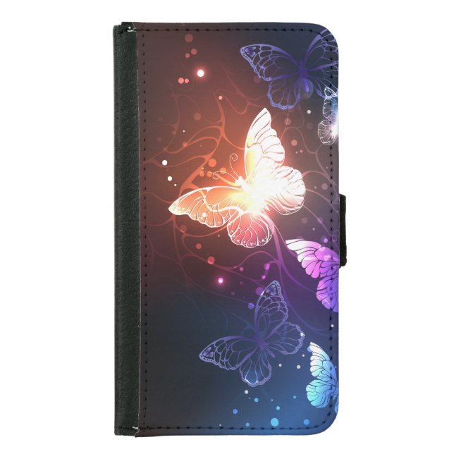 Glowing Night Butterflies Samsung Galaxy Wallet Case (Front)