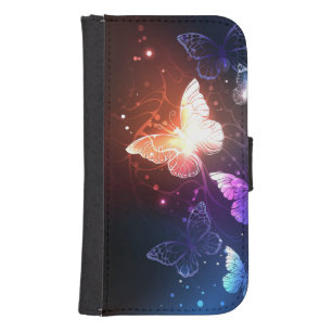Glowing Night Butterflies Galaxy S4 Wallet Case