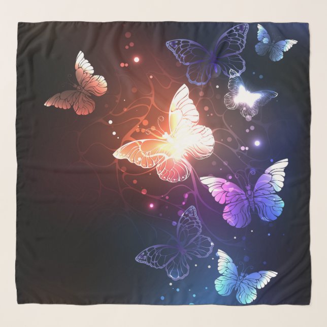 Glowing Night Butterflies Scarf (Front)