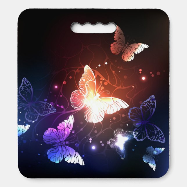 Glowing Night Butterflies Seat Cushion (Front Vertical)