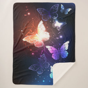 Glowing Night Butterflies Sherpa Blanket