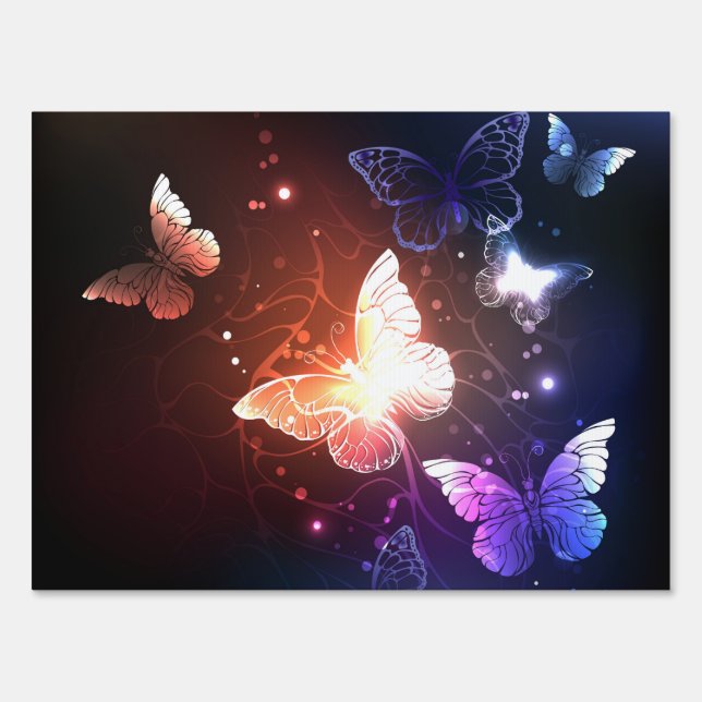 Glowing Night Butterflies Sign (Front)
