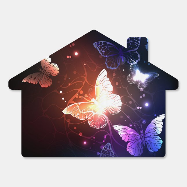 Glowing Night Butterflies Sign (Front)