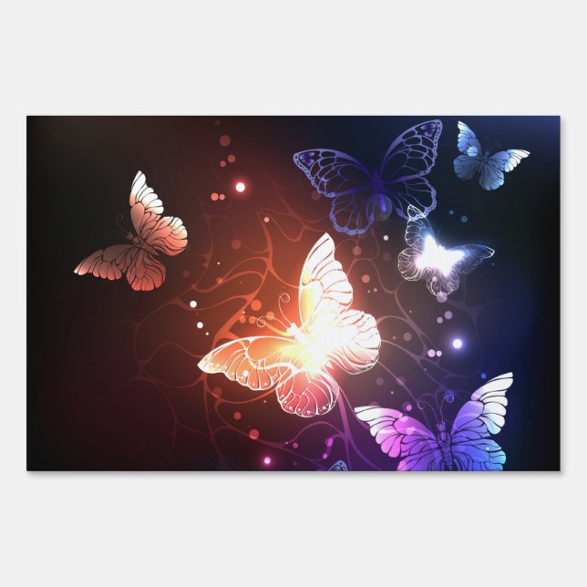Glowing Night Butterflies Sign (Front)