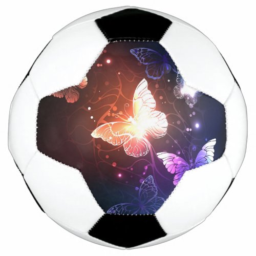 Glowing Night Butterflies Soccer Ball