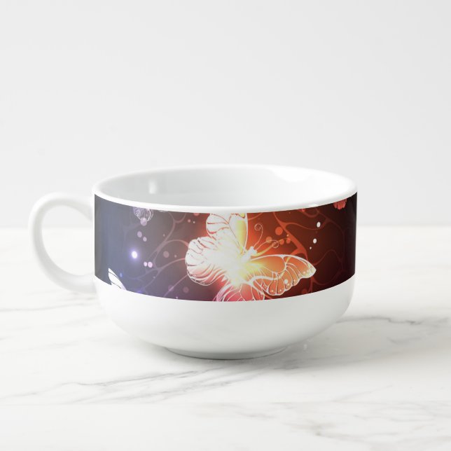 Glowing Night Butterflies Soup Mug (Right)
