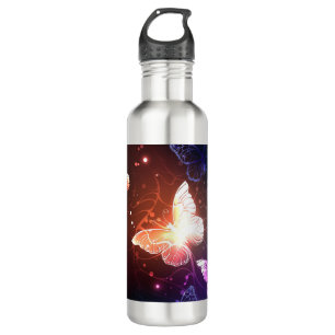 Glowing Night Butterflies Stainless Steel Water Bottle