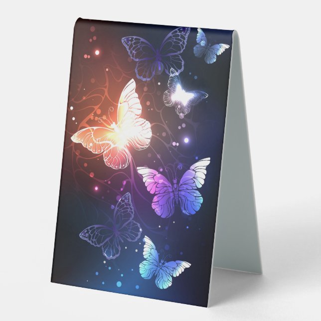 Glowing Night Butterflies Table Tent (Front)