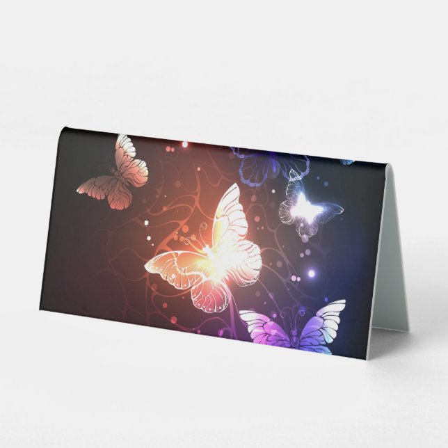 Glowing Night Butterflies Table Tent (Front)