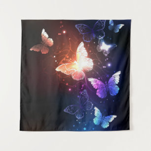 Glowing Night Butterflies Tapestry
