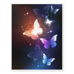 Glowing Night Butterflies Temporary Tattoos
