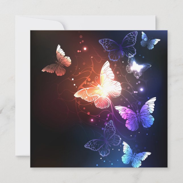 Glowing Night Butterflies Thank You Card (Front)